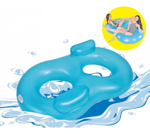 Colchoneta Inflable Aro Pileta Piscina Playa Colchón Color Celeste