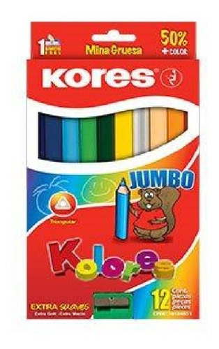 12pzas Colores Triangulares Kores 935120 Jumbo 5mm /vc