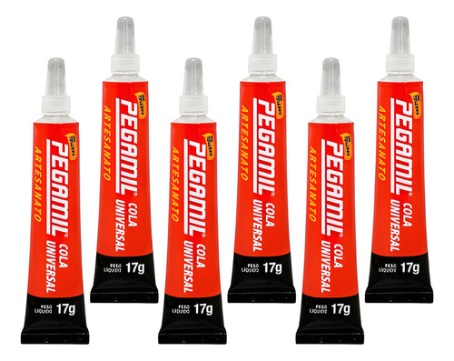 Kit 12 Colas Pegamil 17g Plástico Madeira Papel Couro Tecido