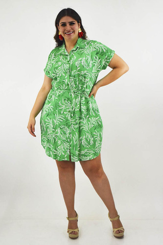 Vestido Tropical De Lino Roman Fashion /tallas Extras, 2304 
