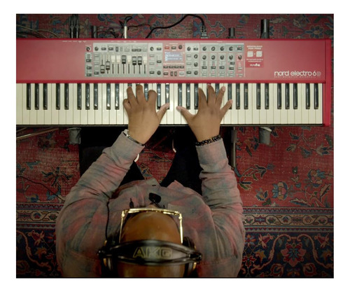 Paquete Teclado Semipesado Soporte Pedal Auriculares Cerrado Rojo
