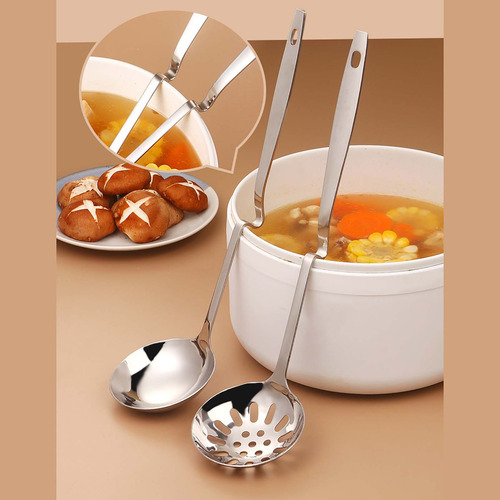 Cuchara De Sopa Gruesa De Acero Inoxidable Doblada