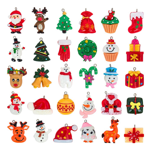 30 Piezas Mini Adornos De Navidad Resina Pequeñas Deco...