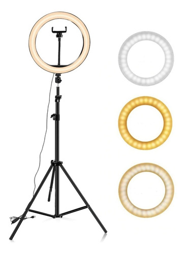 Imagen 1 de 9 de Lampara Aro Luz Led Profesional Foto Maquillaje Video Tripie