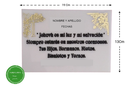 Urna Monolítico Para Cementerio 1 Cuerpo - C/placa N° 4
