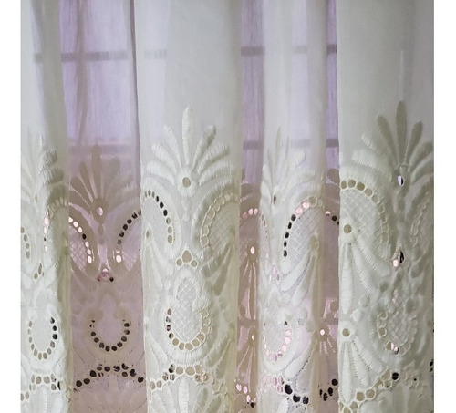 Hermosas Cortinas Dopiovello Beige Bordado En Relieve Listas (Usado)