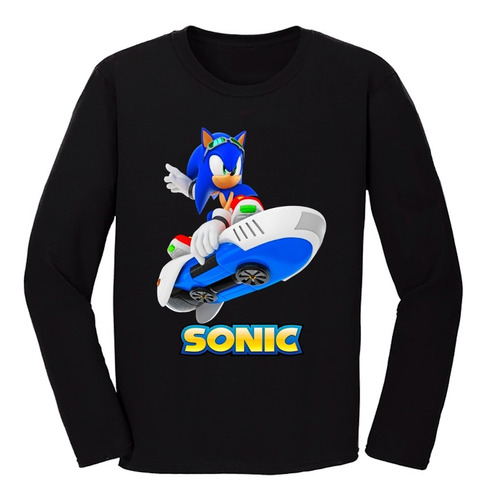 Remera Adulto Sonic Mangas Largas Algodon