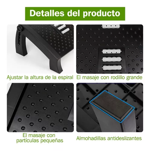 Reposapiés para debajo del escritorio en el trabajo, reposapiés ajustable  en altura con rodillo de masaje y almohadilla suave, reposapiés ergonómico