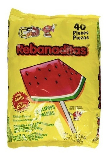 Paleta De Caramelo Macizo Vero Sandía 640g 40 u