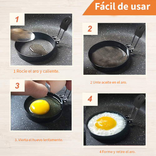 U Chef Set 4 Anillos De Huevo Antiadherentes Grandes 3.5in
