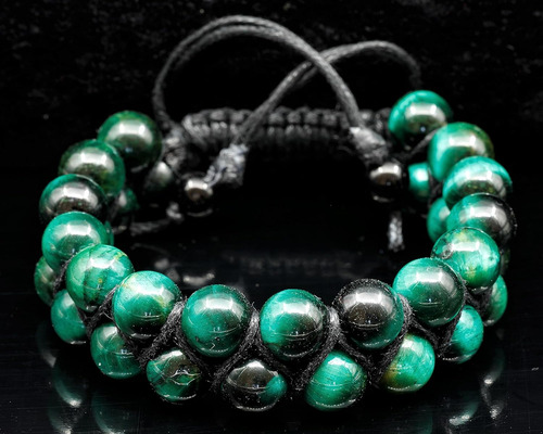Pulsera De Macramé De Cristal De Ojo De Tigre Verde ...