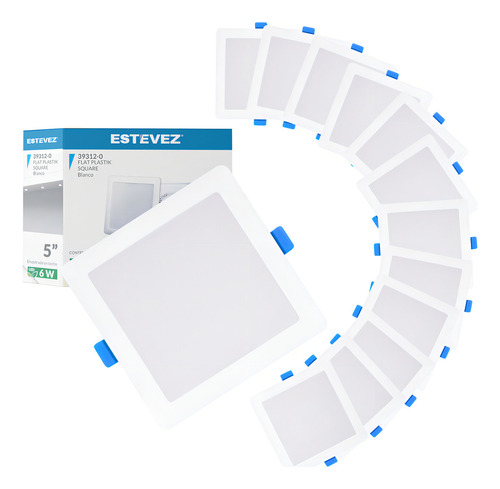 Pack 12 Lámparas Cuadradas 6w, 4000k, Estévez, Color Blanco