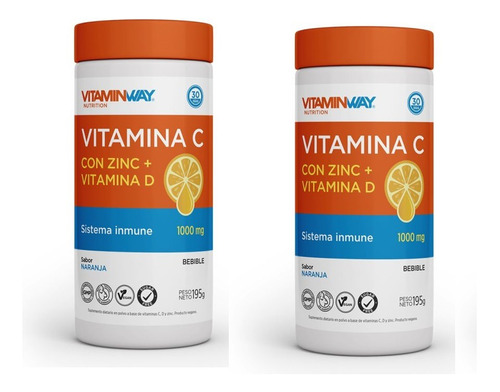 Polvo Bebible Vitamina C Zinc + Vitamina D Sistema Inmune X2