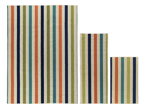 Garland Rug Summer Stripe - Juego De Alfombras De 3 Piezas (