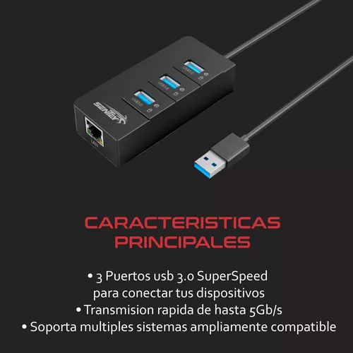 HUB USB -C USB CON 1 PUERTO USB-C Y 3 PUERTOS USB-A (SUPERSPEED DE