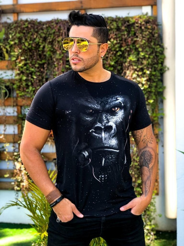 Camiseta Preta Gorila Masculina