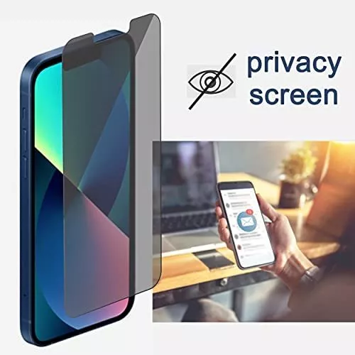 Paquete de 2 protectores de pantalla de privacidad para iPhone 14 / iPhone  13 / iPhone 13 Pro de 6.1 pulgadas, protector de pantalla de vidrio