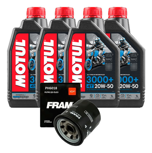 Filtro De Óleo Suzuki Marauder 800 Fram+ Motul 3000 4 Litros