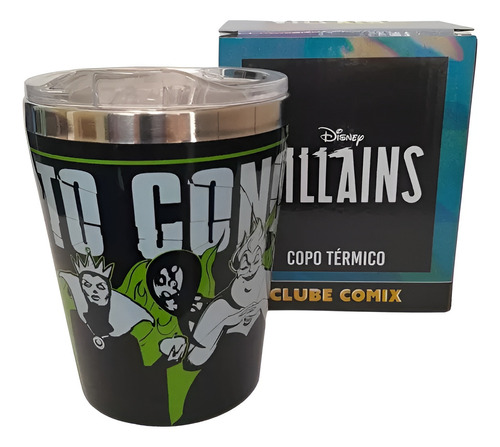 Copo Térmico Com Tampa Villains Geek Presente 400ml