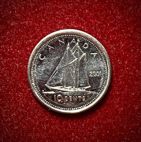 Moneda 10 Centavos Canadá 2001 Km 183 B Elizabeth 2