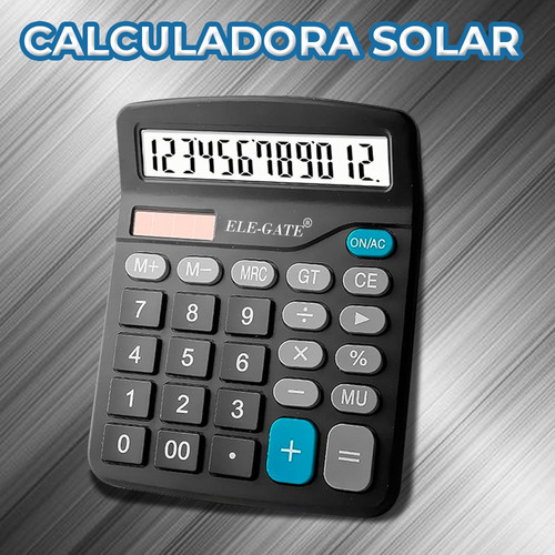 Calculadora Escritorio Batería Y Carga Solar 12 Dígitos
