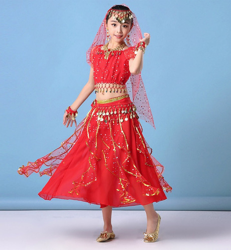 Trajes De Danza Árabe Falda Y Top Bellydance Con Accesorios