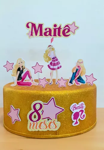 Topo Topper De Bolo Barbie Personalizado