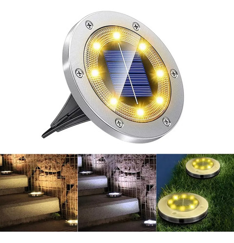 Set X 4u Estaca Led Solar Jardin Exterior Color Plateado Plateado
