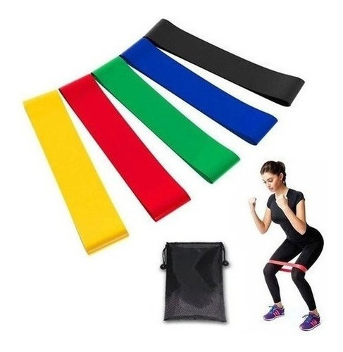 Faixas Elásticas Mini-band Pilates Yoga Funcional 5 Unidades