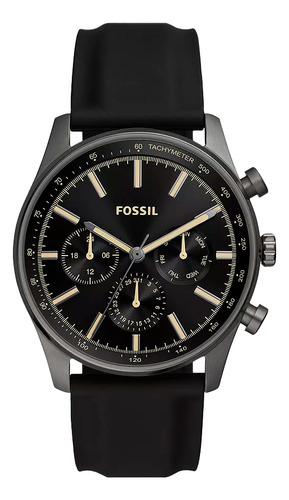 Reloj de pulsera Fossil Bq2746 para hombre, correa de silicona negra