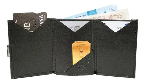 Exentri Cartera Triple Para Hombre, Negro, Talla Unica