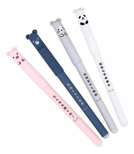 Lapicera Boligrafo Borrables Animalitos X 2 Unidades Osito Panda Azul