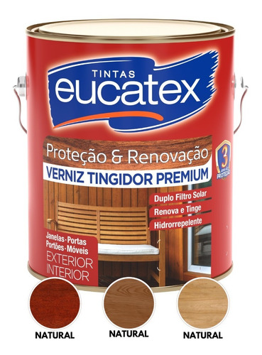 Imagem 1 de 4 de Verniz Brilhante Premium Eucatex P/ Madeiras 225ml Cores