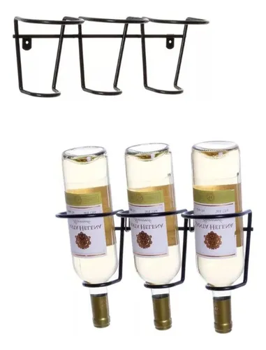 Soporte Organizador Para 3 Botellas Pared Bodega De Vino Blanco