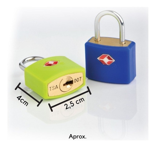 Imagen 4 de 8 de Candado Tsa Travel Blue Para Valijas Maletas Tb027