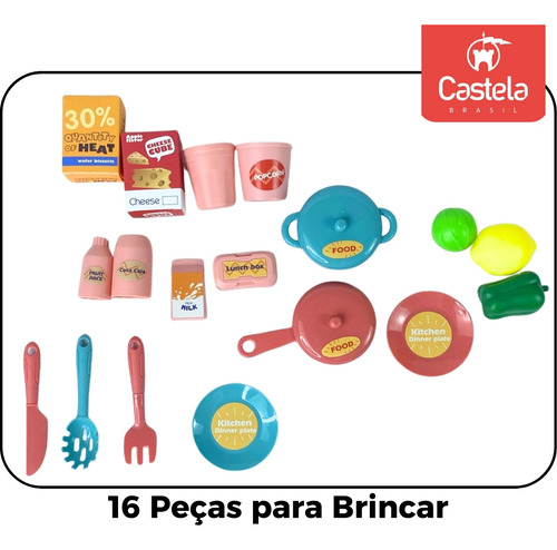 Kit Cozinha Completa Com Som E Luz Infantil Cor Rosa Castela Cbs0230a
