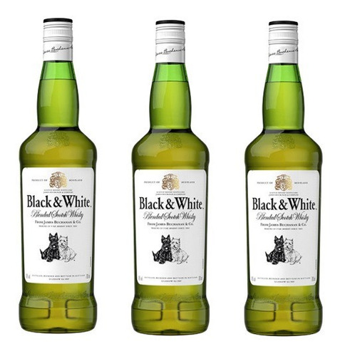 Combo 3 Pack Whisky Black And White 0,75 Litros Botella Lf