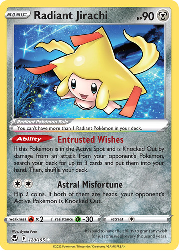 Radiant Jirachi 120/195 Pokemon Card Silver Tempest