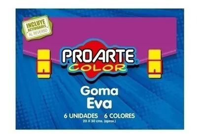 10 Block Goma Eva 6 Colores Proarte 20x30 Cm