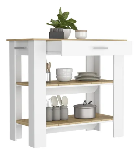 Isla De Cocina Cala 40 1c - Blanco Mqz / Macadamia