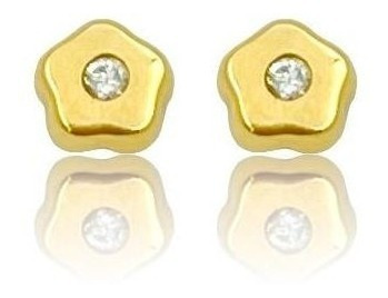 Aretes Diamante Natural Niña Oro Amarillo 14k Flor 0.02 Qt