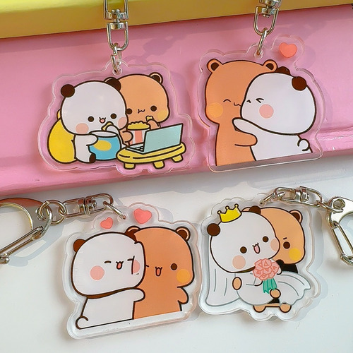 Lindos Llaveros Bubu Dudu Con Forma De Oso Gris Y Panda Blan