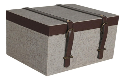 Caixa De Armazenamento Retangular Cinza Com 34cmx26cmx17cm