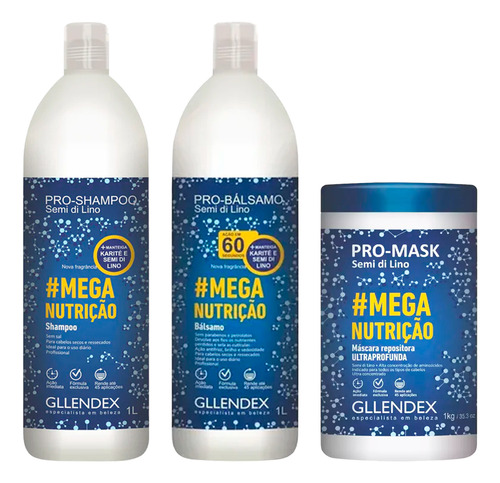 Gllendex Mega Nutricion Shampoo Acondicionador Mascara 6c