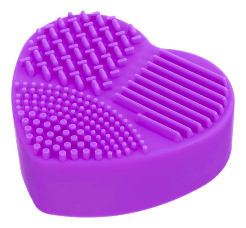 Limpia Brochas Maquillaje Estuche Esponja En Seco Formas Color Corazón Morado