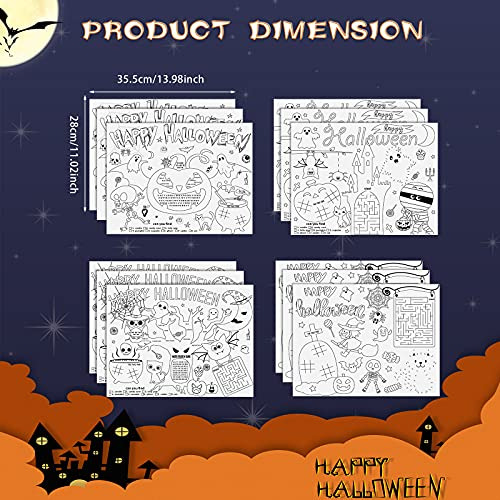 24 Piezas De Manteles De Papel De Halloween Para Colorear, M