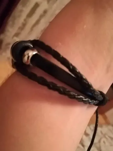 Pulsera Cuero Diseño Cruz Egipcia Ajustable Mod 2