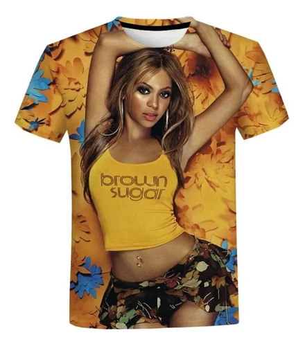 Camiseta Masculina Y Femenina Impresa En 3d Beyonce Ui