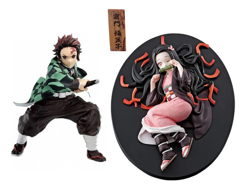 Set 2 Figuras Nezuko Y Tanjiro Demon Slayer Bandai Oficiales