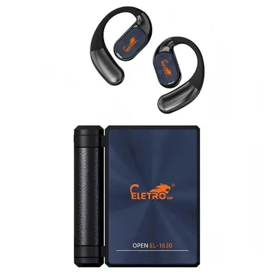 Fone de Ouvido Esportivo Bluetooth 6.0 TWS Eletro Mex, Sem Fio Com Gancho, Preto